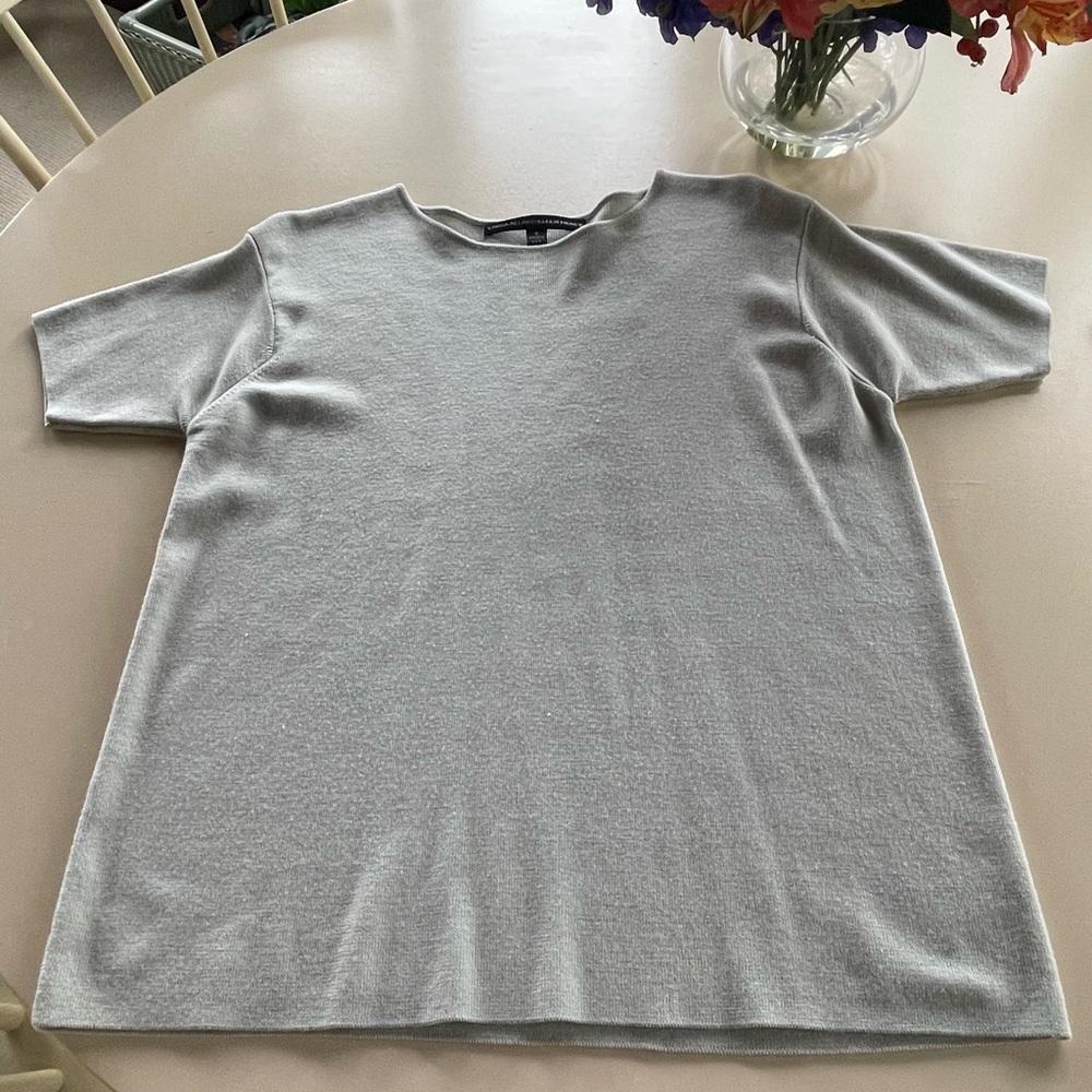 Ellen Tracy Wool and Silk short sleeved sweater. Moss Green color. Size X